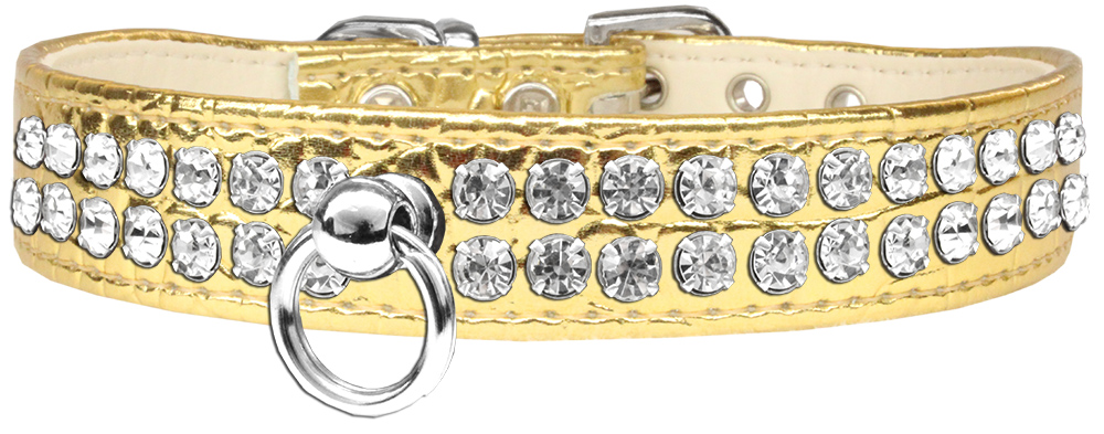 Style #72 Rhinestone Designer Croc Dog Collar Gold Size 22